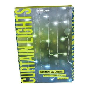 Cascading 96 LED Curtain Lights - White and Green 3.5 × 5 feet